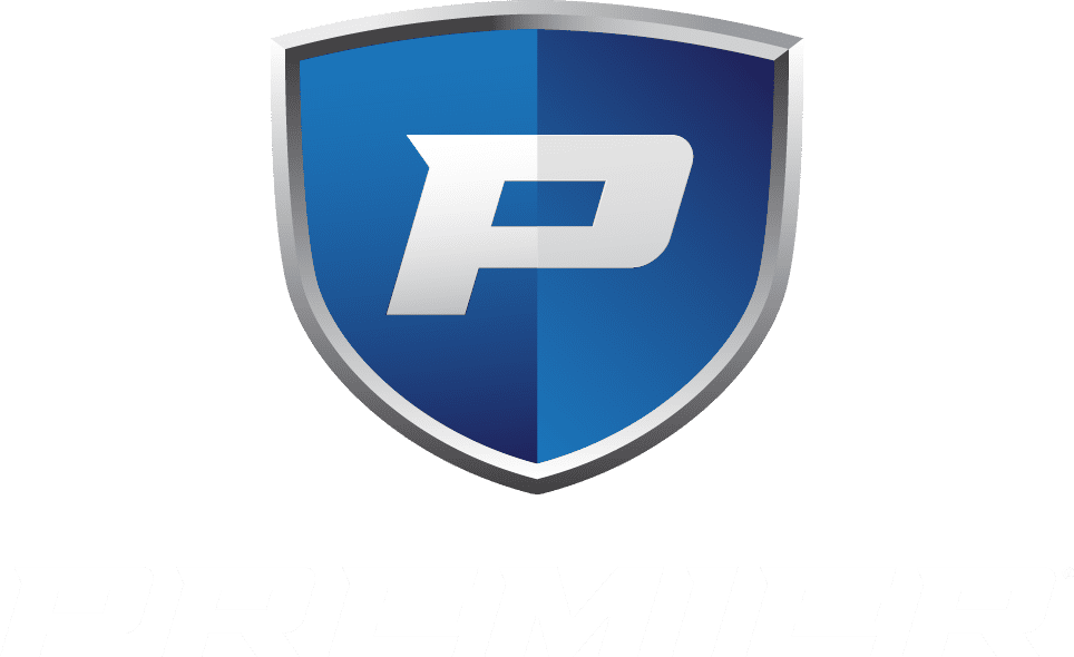 Premier Pontoons White Badge Logo
