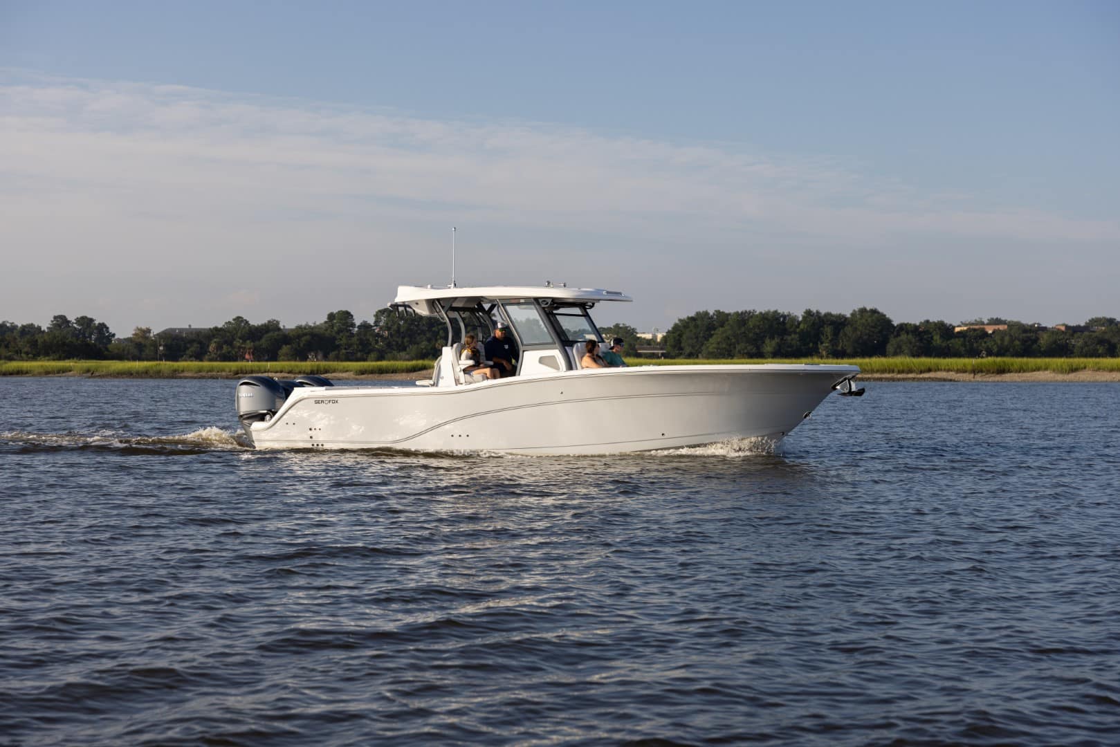 Sea Fox 368 Commander side view on the water